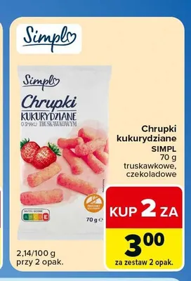 Chrupki kukurydziane Simpl truskawkowe promocja w Carrefour Express