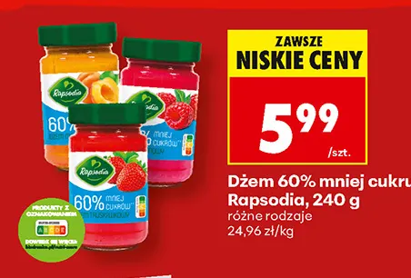 Dżem 60% mniej cukru Rapsodia promocja w Biedronka