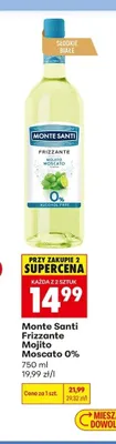 Wino bezalkoholowe Monte Santi Frizzante Mojito Moscato 0% promocja w Biedronka