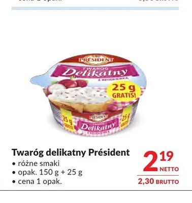 Twaróg delikatny Président promocja w Makro