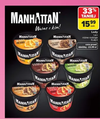 Lody Manhattan Chocolate Caramel Peanuts promocja w Carrefour