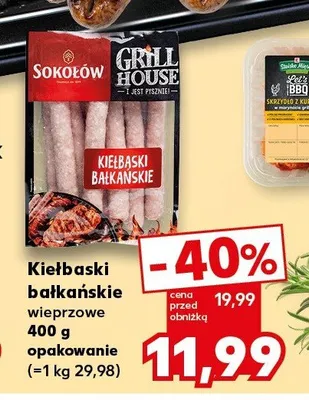 Kiełbaski bałkańskie wieprzowe Sokołów Grill House promocja w Kaufland