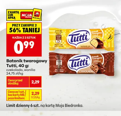 Batonik twarogowy Tutti wanilia promocja w Biedronka