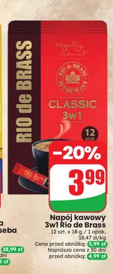 Kawa rozpuszczalna Napój kawowy 3w1 Rio de Brass Classic 12-pak promocja w Dino