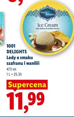 Lody o smaku szafranu i wanilii 1001 Delights promocja w Lidl