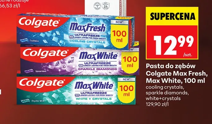 Pasta do zębów Colgate Max Fresh Cooling Crystals promocja w Biedronka