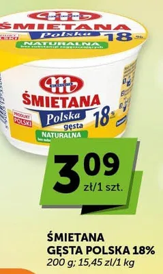 Śmietana gęsta Polska 18% Mlekovita naturalna bez substancji zagęszczających promocja w Groszek