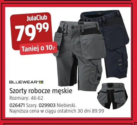 Szorty robocze męskie Bluewear promocja w Jula