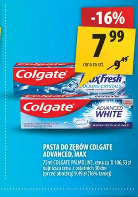 Pasta do zębów Colgate Advanced White 75ml promocja w Arhelan
