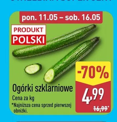 Ogórki szklarniowe promocja w Aldi