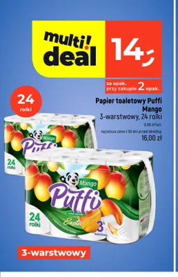 Papier toaletowy Puffi Mango 3-warstwowy 24-pak promocja w Dealz