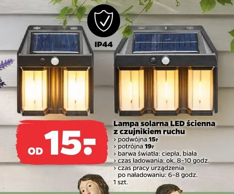 Lampa solarna LED ścienna z czujnikiem ruchu potrójna IP44 Netto promocja w Netto