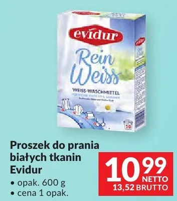 Proszek do prania białych tkanin Evidur promocja w Makro