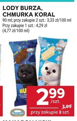 Lody Burza Koral promocja w Stokrotka