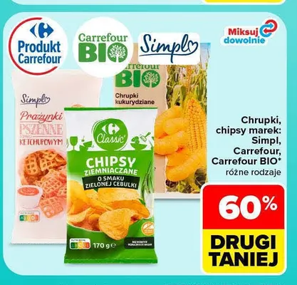 Chrupki chipsy Simpl Carrefour Carrefour BIO promocja w Carrefour Market