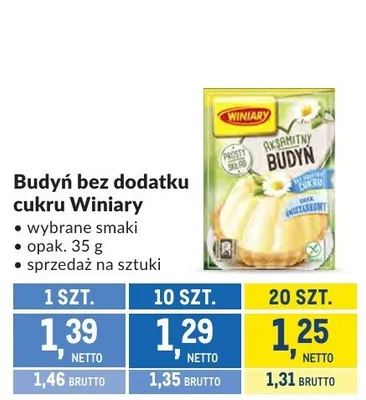 Budyń bez dodatku cukru Winiary - wybrane smaki promocja w Makro