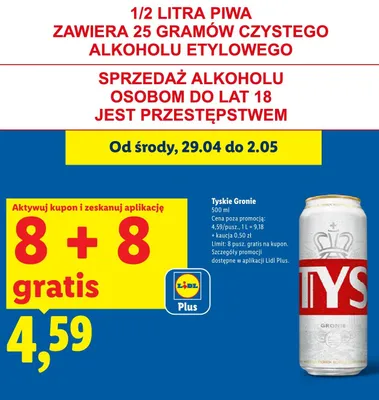 Piwo Tyskie Gronie promocja w Lidl