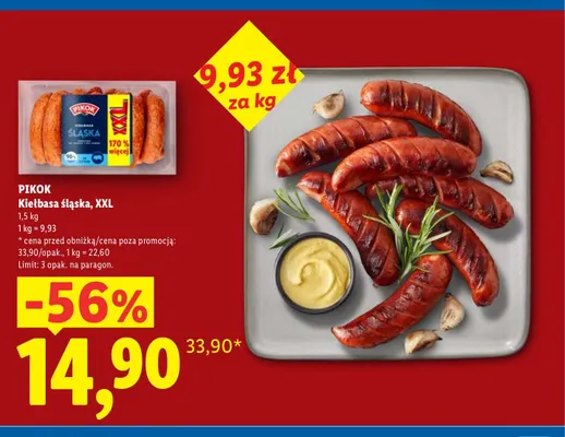 Kiełbasa śląska XXL Pikok promocja w Lidl