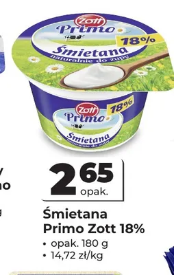 Śmietana Primo Zott 18% promocja w Odido