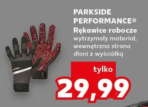 Rękawice robocze Parkside Performance wytrzymały materiał wewnętrzna strona dłoni z wyściółką promocja w Kaufland
