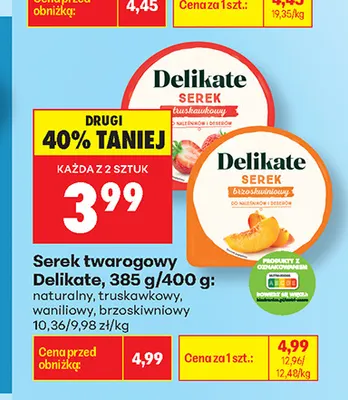 Serek twarogowy Delikate truskawkowy promocja w Biedronka