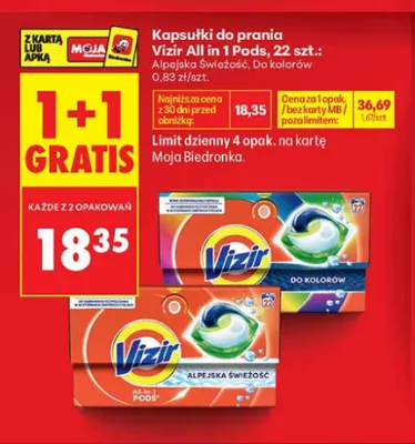 Kapsułki do prania Vizir All in 1 Pods Do kolorów promocja w Biedronka