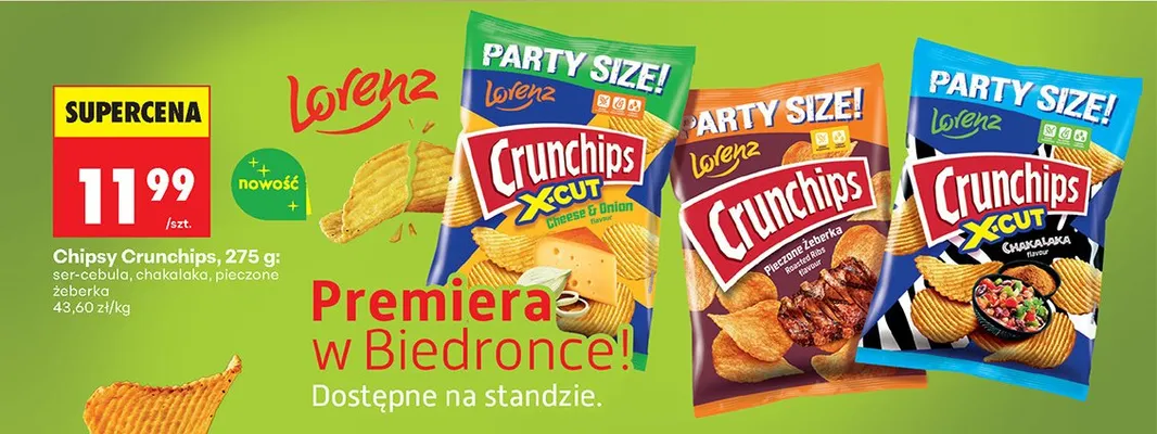 Chipsy Crunchips pieczone żeberka Lorenz promocja w Biedronka