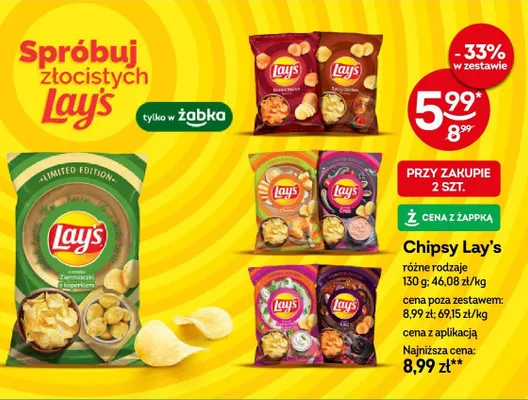 Chipsy Lay's różne rodzaje promocja w Żabka