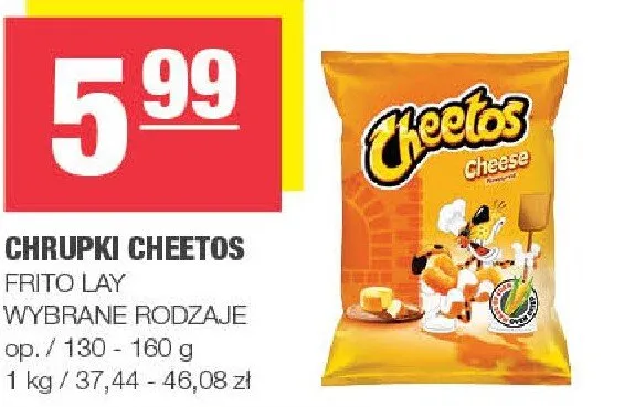 Chrupki cheetos wybrane rodzaje promocja w SPAR