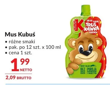 Mus Kubuś różne smaki promocja w Makro