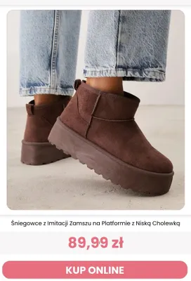 Śniegowce z imitacji zamszu na platformie z niską cholewką Renee promocja w Renee