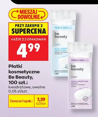 Płatki kosmetyczne Be Beauty kwadratowe promocja w Biedronka