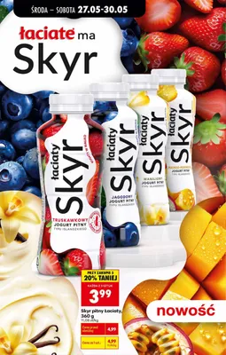 Skyr pitny truskawkowy Łaciate promocja w Biedronka