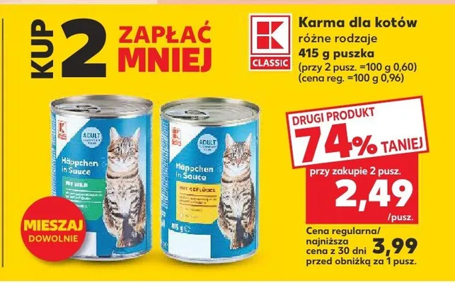 Karma dla kotów K Classic Häppchen in Sauce promocja w Kaufland