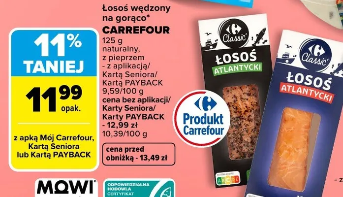 Łosoś wędzony na gorąco promocja w Carrefour