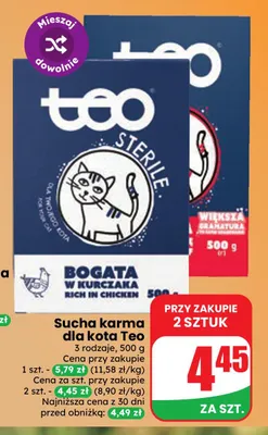 Sucha karma dla kota Teo promocja w Dino