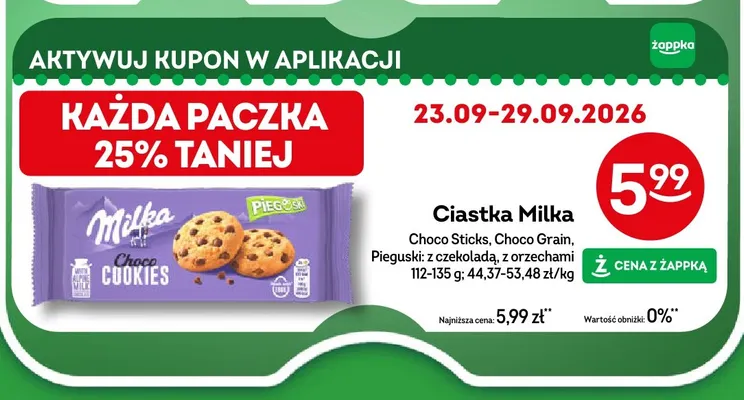 Ciastka Milka Pieguski z orzechami promocja w Żabka