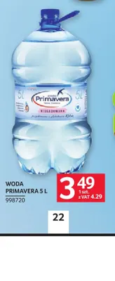 Woda niegazowana Primavera promocja w Selgros
