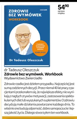 Książka Zdrowie bez wymówek. Workbook dr Tadeusz Oleszczuk promocja w Empik