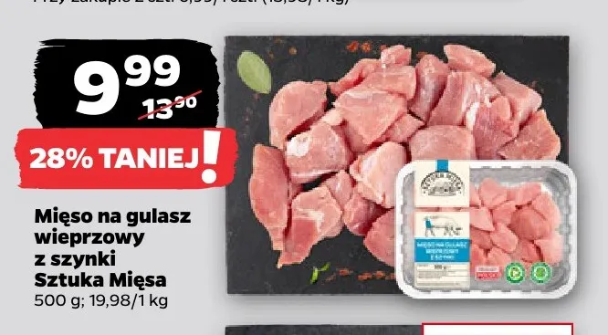 Mięso na gulasz wieprzowy z szynki Sztuka Mięsa promocja w Netto