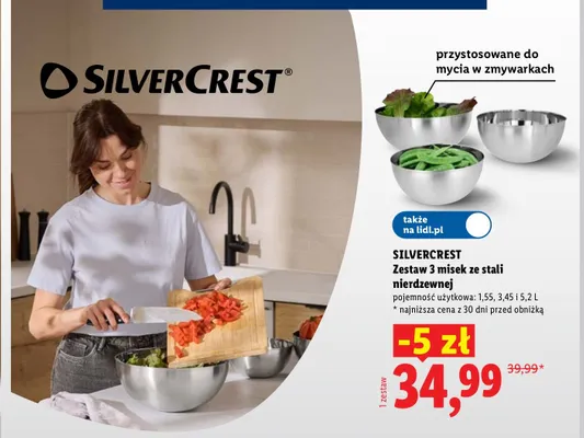 Zestaw 3 misek ze stali nierdzewnej Silvercrest promocja w Lidl