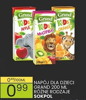 Napój dla dzieci różne rodzaje sokpol promocja w Wafelek