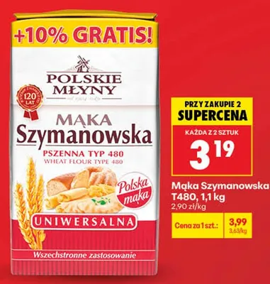 Mąka Szymanowska T480 Polskie Młyny promocja w Biedronka