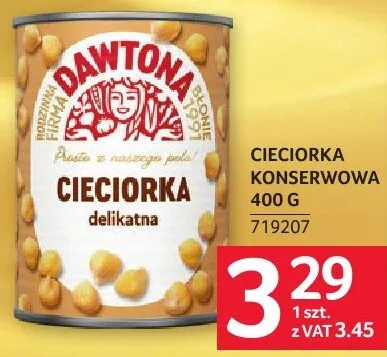 Cieciorka konserwowa Dawtona 400g promocja w Selgros