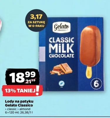 Lody na patyku Gelato Classico Classic 6-pak promocja w Netto