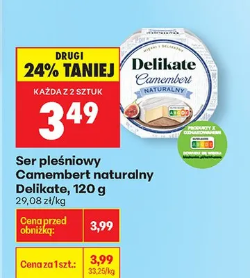 Ser pleśniowy Camembert naturalny promocja w Biedronka