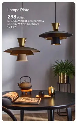 Lampa Plato 1 x E27 czarna/złota promocja w Castorama