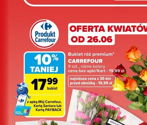 Bukiet róż premium Carrefour promocja w Carrefour Market