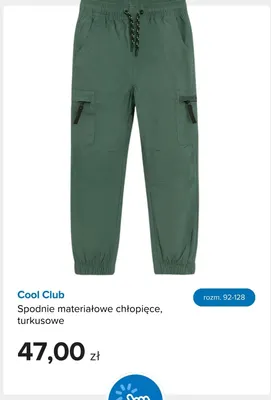 Spodnie materiałowe chłopięce turkusowe Cool Club promocja w Smyk
