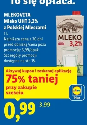 Mleko UHT 3,2% z Polskiej Mleczarni promocja w Lidl